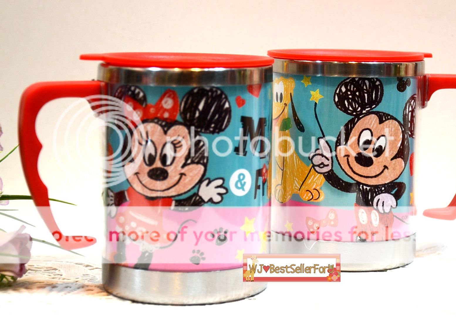 6Choice♥Disney 450ml Stainless Steel Insulated Thermos Travel Mug Coffee Tea Cup